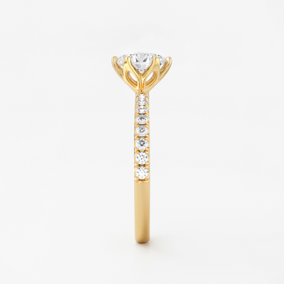 The Chelsea Ring - Tulip Basket and Fine Pave Band
