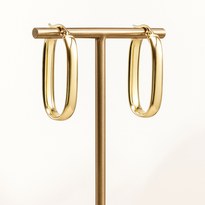 9K Yellow Gold Wide Hoop Earrings