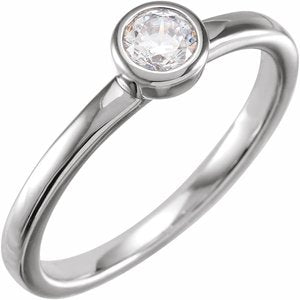 14K White 0.5 CT Lab-Grown Diamond Bezel-Set Ring