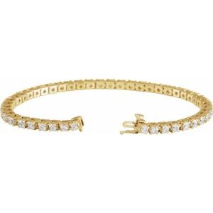 14K Yellow, White Gold 4 CTW Natural Diamond Line 18.4cm Bracelet