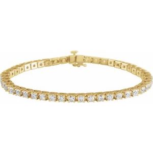 14K Yellow, White Gold 4 CTW Natural Diamond Line 18.4cm Bracelet