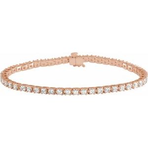 14K Rose Gold 3 CTW Lab-Grown Diamond Line 18.4cm Bracelet