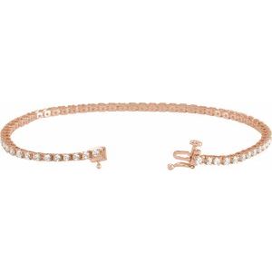 14K White, Yellow, Rose Gold 2 CTW Natural Diamond Line 18.4cm Bracelet