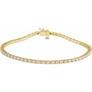 14K White, Yellow, Rose Gold 2 CTW Natural Diamond Line 18.4cm Bracelet