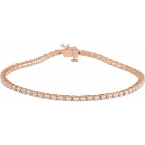 14K White, Yellow, Rose Gold 2 CTW Natural Diamond Line 18.4cm Bracelet