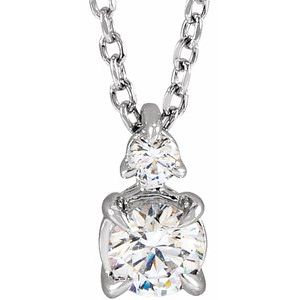 14K White 0.5 CTW Lab-Grown Diamond Claw-Prong 40-45cm Necklace