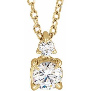 14K Yellow or Rose Gold 0.25CTW Lab-Grown Diamond Claw-Prong 40-45cm Necklace