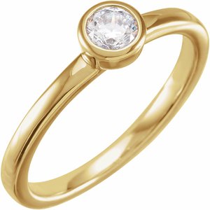 14K Yellow or Rose Gold 1CT Lab-Grown Diamond Bezel-Set Ring