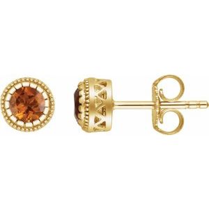 14K Yellow Natural Citrine Stud Earrings