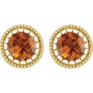 14K Yellow Natural Citrine Stud Earrings