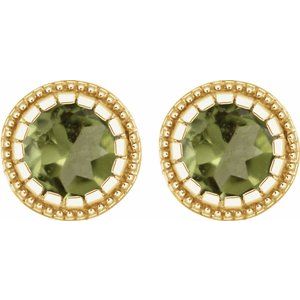 14K Yellow Natural Peridot Stud Earrings