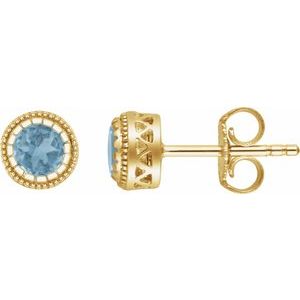 14K Yellow Natural Swiss Blue Topaz Stud Earrings