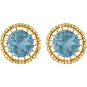 14K Yellow Natural Swiss Blue Topaz Stud Earrings