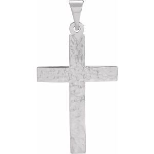 14K White 23x15.9 mm Cross Pendant