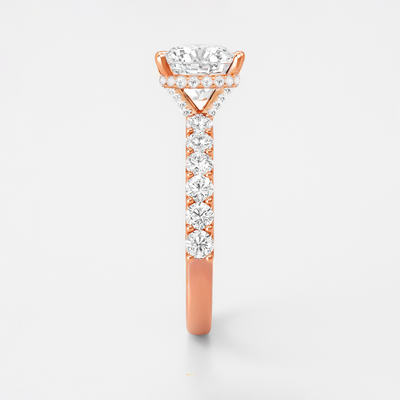The Josephine Ring - Hidden Halo and Large Pave Band - Lab Grown Diamond