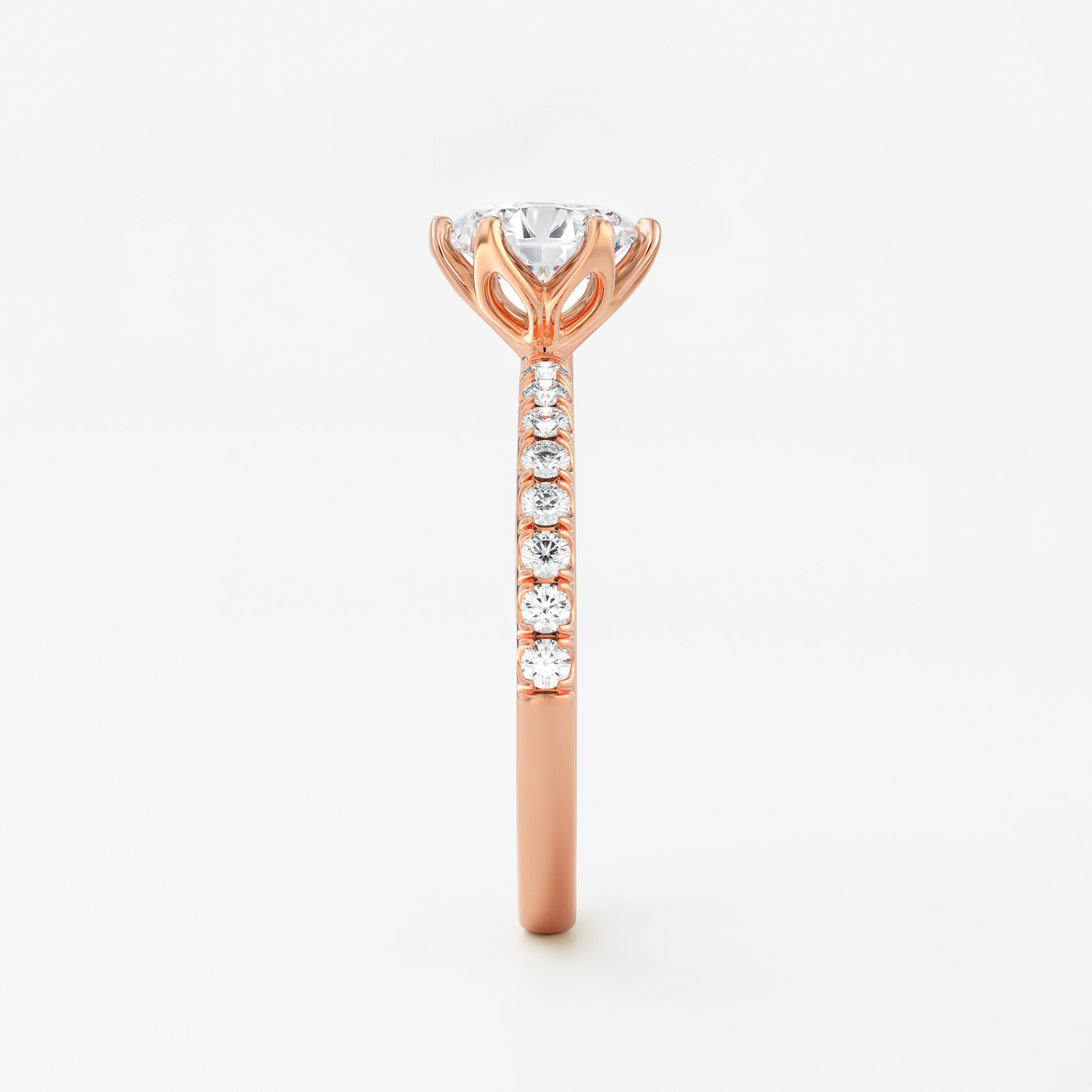 The Chelsea Ring - Tulip Basket and Fine Pave Band