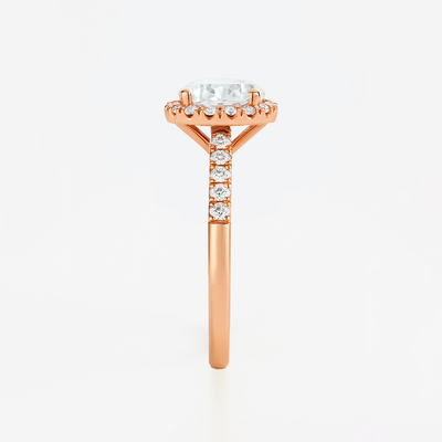 The Rosalie Ring – Oval Diamond Engagement Ring with Halo and Pave Band