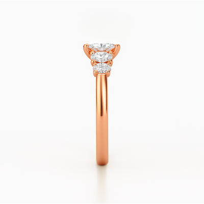 The Valerie Ring - Oval Cut Diamond with Side Stones