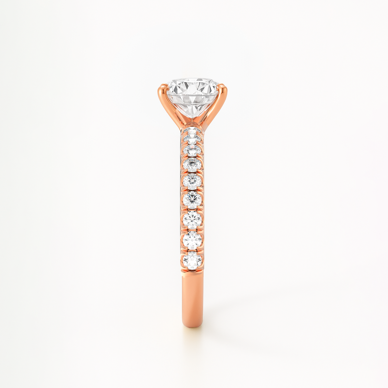 The Florence Ring - Lab Grown Diamond with Fine Pave Band