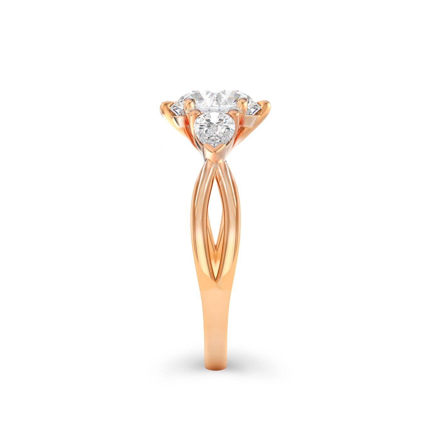 The Rebecca Ring - Oval Trilogy with Pear Side Stones