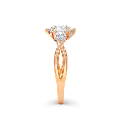 The Rebecca Ring - Oval Trilogy with Pear Side Stones