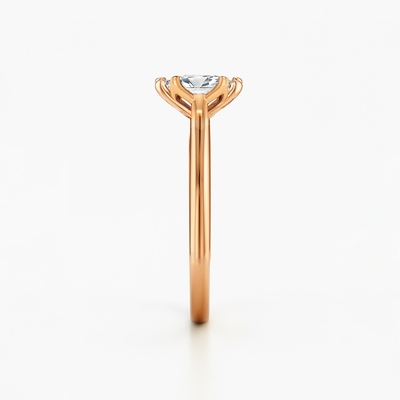 The Aurelia Ring – Elongated Cushion Diamond Six-Claw Solitaire with Tulip Basket & Vintage Gallery