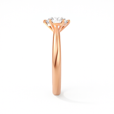 The Claudia Ring - 6 Claw Cathedral Round Solitaire - Lab Grown Diamond