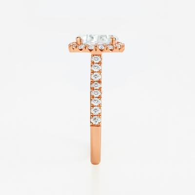The Juliana Ring – Diamond Halo Solitaire with Pavé Shoulders