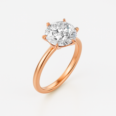 Round Lab Grown Diamond Engagement Ring With Pave Prongs - Ravenna