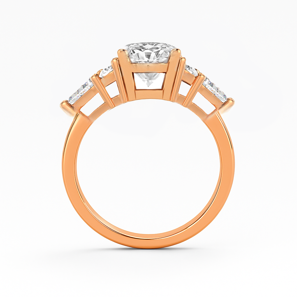 The Maya Ring - Lab Grown Diamond with Side Stones