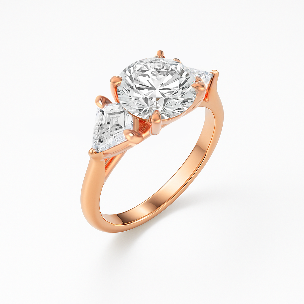 The Alice Ring - Trilogy with Kite Side Stones - Lab Grown Diamond