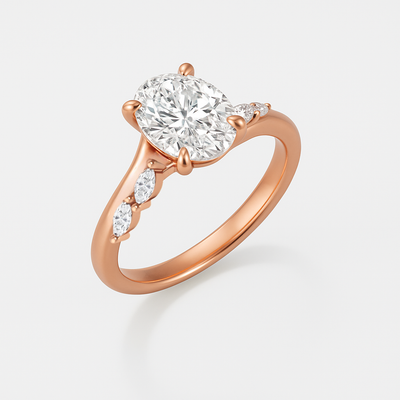 The Melanie Ring - Oval Diamond with Marquise Accents