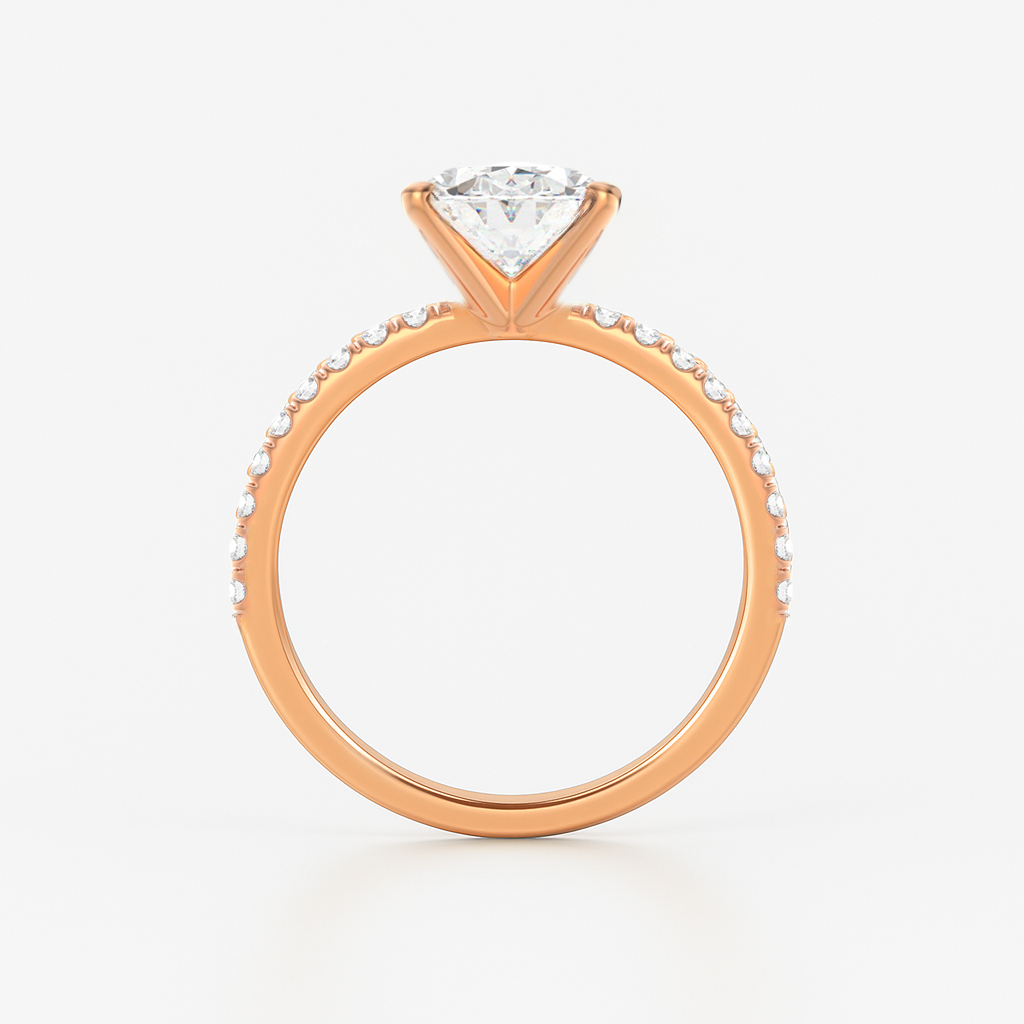 The Florence Ring - Oval with Fine Pave Band