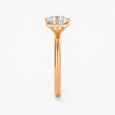 The Phoebe Ring - Hidden Halo 6-Claw Round Solitaire