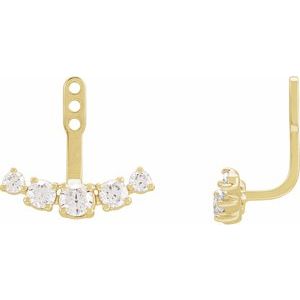 14K Yellow or White Gold 1CTW Lab-Grown Diamond Curved Bar Earring Jackets