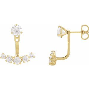 14K Yellow or White Gold 1CTW Lab-Grown Diamond Curved Bar Earring Jackets