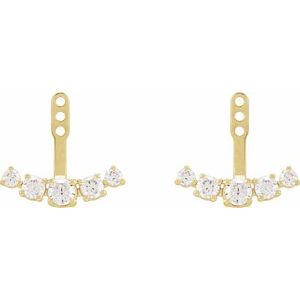 14K Yellow or White Gold 1CTW Lab-Grown Diamond Curved Bar Earring Jackets