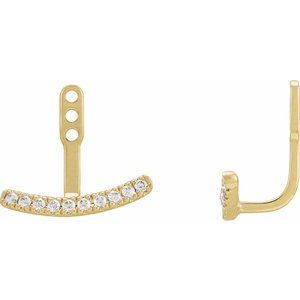 14K Yellow, Rose or White Gold 0.20CTW Lab-Grown Diamond Curved Bar Earring Jackets