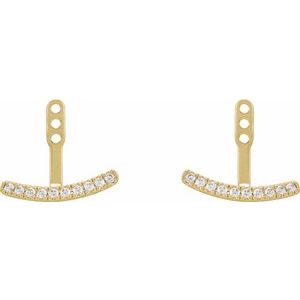 14K Yellow, Rose or White Gold 0.20CTW Lab-Grown Diamond Curved Bar Earring Jackets