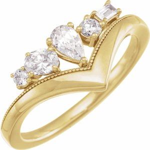 14K Yellow or White Gold 0.5CTW Lab-Grown Diamond V Ring