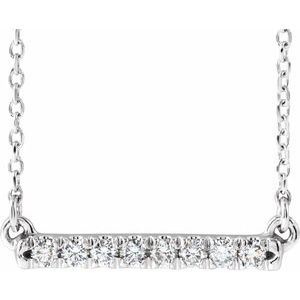 14K White 0.125 CTW Lab-Grown Diamond French-Set Bar 45cm Necklace