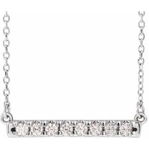 14K Yellow, White Gold 0.25CTW Lab-Grown Diamond French-Set Bar 45cm Necklace