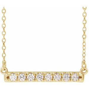 14K Yellow, White Gold 0.25CTW Lab-Grown Diamond French-Set Bar 45cm Necklace