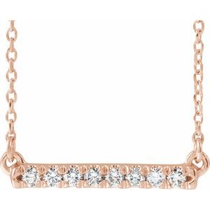 14K Rose, Yellow Gold 0.125 CTW Lab-Grown Diamond French-Set Bar 45cm Necklace