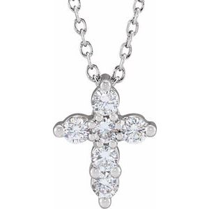 14K Yellow, White, or Rose Gold 0.25CTW Lab-Grown Diamond Cross 45cm Necklace