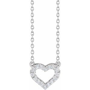 14K Yellow, Rose or White Gold 0.20CTW Lab-Grown Diamond Heart 40-45cm Necklace