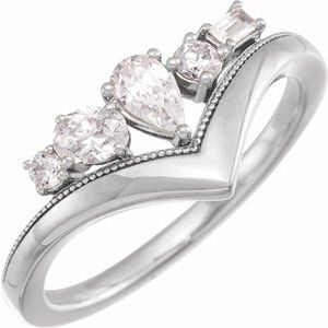 14K Yellow or White Gold 0.5CTW Lab-Grown Diamond V Ring