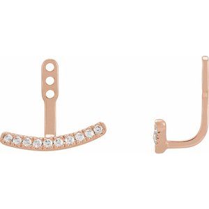 14K Yellow, Rose or White Gold 0.20CTW Lab-Grown Diamond Curved Bar Earring Jackets