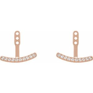 14K Yellow, Rose or White Gold 0.20CTW Lab-Grown Diamond Curved Bar Earring Jackets