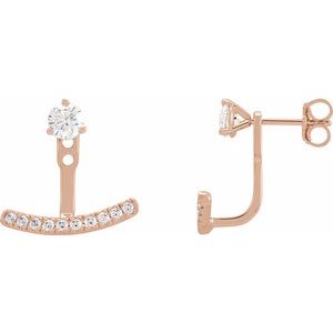 14K Yellow, Rose or White Gold 0.20CTW Lab-Grown Diamond Curved Bar Earring Jackets